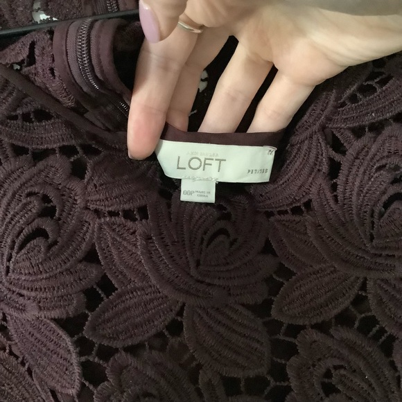 LOFT Purple Shift Lace Dress - size 00P - Picture 7 of 9